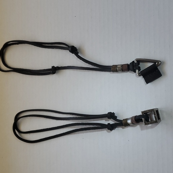 2 Necklaces Cube & Triangle Pendant Silver-Tone - Picture 3 of 10